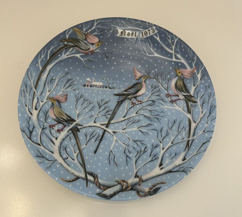 Haviland Limoges The 12 Days of Christmas Plate Four Coly Birds 1973 Signed
